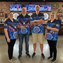 Load image into Gallery viewer, Blue Flames US Flag Eagle Freedom Darts 1/4-Zip Shirt Personalized Patriotic Men Dart Team Jerseys NYN2538