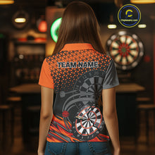 Load image into Gallery viewer, Modern Tangerine &amp; Black Geometric Dartboard - Custom Women's Darts Jersey With Name NYN0338