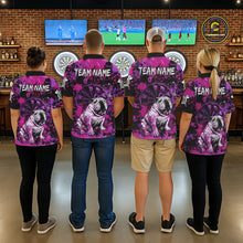 Load image into Gallery viewer, Custom Purple Splash Funny Bulldog Women Darts Quarter-Zip League Shirts Splatter Dart Team Jerseys NYN2254