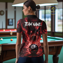 Load image into Gallery viewer, Dragon 3D Pool 8 Ball Women's Billiard Shirt Custom Red Flaming Billiard Team League Attire NYN2546