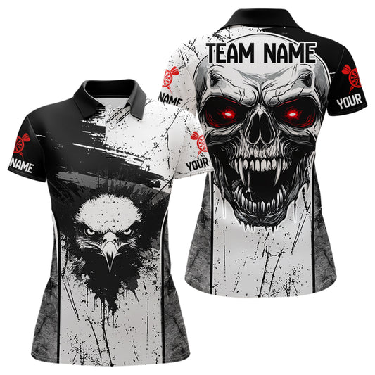 Personalized Eagle And Skull Grunge Style Dart Shirts For Women, Dart Team Jerseys NYN0016