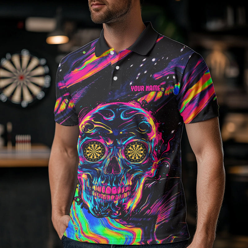 Colorful Psychedelic Skull Custom Dart Shirts For Men, Dart Team Jerseys NYN0020