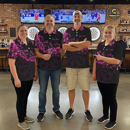 Black And Pink Flowers Smoke Butterflies Custom Women Darts Polo Shirts Dart Team Jerseys NYN2261