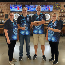 Load image into Gallery viewer, Blue Light Butterflies Skull Dartboard Custom Women Darts Quarter-Zip Shirts Dart League Jerseys NYN2263