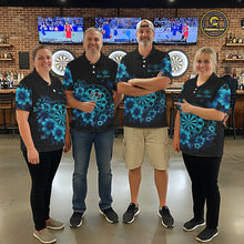 Load image into Gallery viewer, Blue Flowers &amp; Butterfly Dartboard Custom Men Darts Quarter-Zip Shirts Dart League Jerseys NYN2265