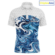 Load image into Gallery viewer, Mens Golf Clothing Blue Fluid Pattern Golf Polo Shirt Custom White Golf Ball Golf Upf Shirts NYN2929
