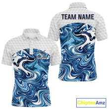 Load image into Gallery viewer, Mens Golf Clothing Blue Fluid Pattern Golf Polo Shirt Custom White Golf Ball Golf Upf Shirts NYN2929