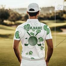 Load image into Gallery viewer, Mens Green Monstera Pattern Golf Clothing Custom Cactus Golfer Funny Mens Golf Polo Shirt NYN2931