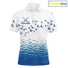 Load image into Gallery viewer, Mens Funny Golf Shirts Waving Pattern Golf Clothing Custom Shark Golf Polo, Best Golf Gifts NYN2934