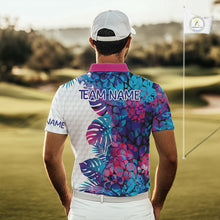 Load image into Gallery viewer, Mens Golf Clothing Monstera Pattern Floral Golf Shirt Custom Men White Golf Polo Best Golf Gifts NYN2936