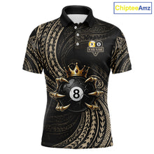 Load image into Gallery viewer, Tribal Pattern Billiard Shirts For Men Custom  Skull Crown 8 Ball And 9 Ball Billiard Team Jersey NYN3134