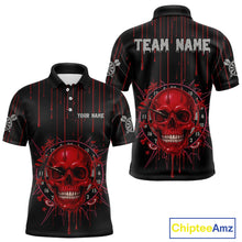 Load image into Gallery viewer, Custom Red Dripping Horror Skull Dartboard Dart Men Polo Jerseys Dart Team Shirts NYN1756