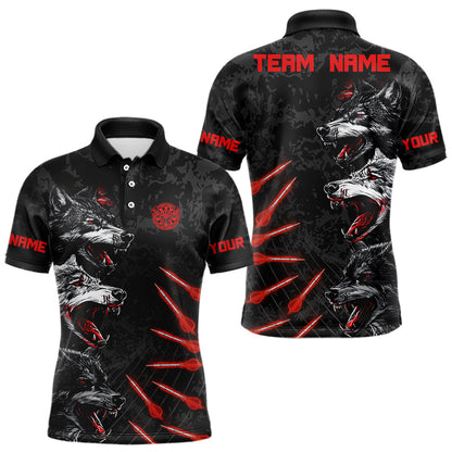 Custom Black-Red Wolfs Grunge Dart Shirts For Men Outfits Dart Tournament Jerseys NYN0032