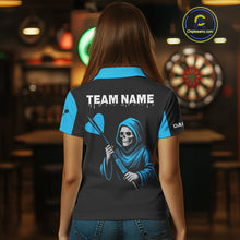 Load image into Gallery viewer, Blue Grim Reaper Holding Dart Arrow Darts Shirt For Men Custom Team Name NYN0367