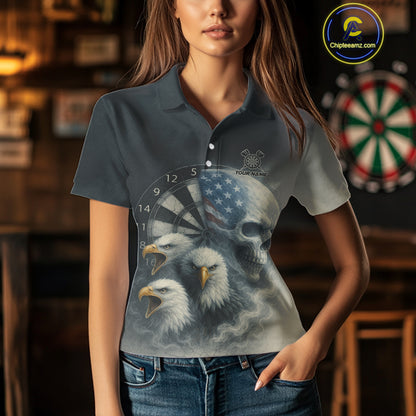 Personalized Patriotic Dart Shirt Custom Eagle Skull Dartboard Dart Jerseys For Women NYN1218