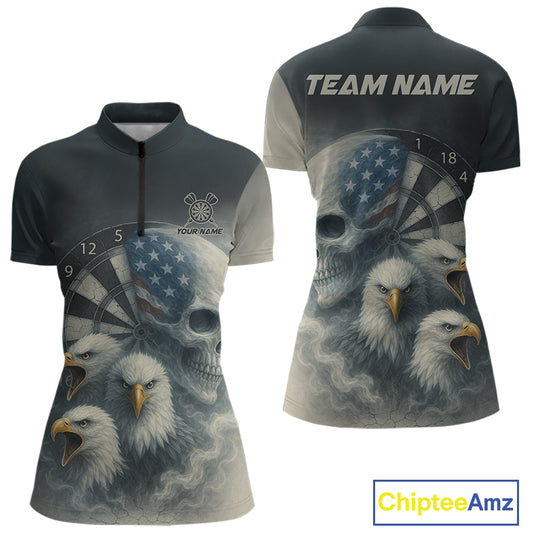 Personalized Patriotic Dart Shirt Custom Eagle Skull Dartboard Dart Jerseys For Women NYN1218