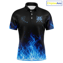 Load image into Gallery viewer, Custom Blue Flaming Pool 8 Ball Billiard Shirt For Men Personalized 3D Ball Billiard Attire Gifts NYN2570