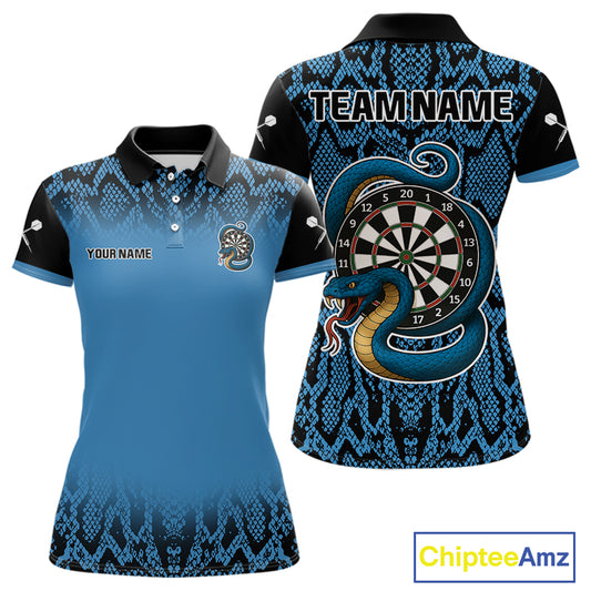 Navy Snake & Reptile Skin With Striking Dartboard Darts Shirt For Women - Custom Name NYN0372