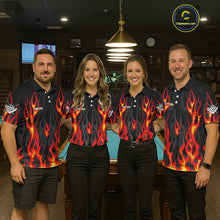 Load image into Gallery viewer, Red Flaming Pool 8 Ball Women Billiard Polo &amp; Quarter-Zip Shirt Custom Billiard Team Jerseys NYN2285