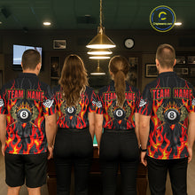 Load image into Gallery viewer, Red Flaming Pool 8 Ball Women Billiard Polo &amp; Quarter-Zip Shirt Custom Billiard Team Jerseys NYN2285