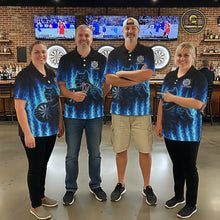 Load image into Gallery viewer, Personalized Blue Flames Bulldog Dartboard Women Darts Polo Shirt Custom Funny Darts Jerseys NYN2581