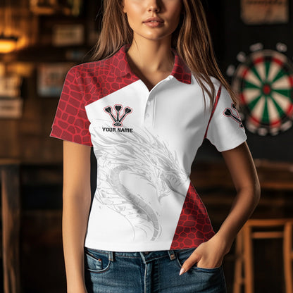Personalized White-Red Dragon Dartboard Dart Shirts For Women Outfits Dart Team Jerseys NYN0033