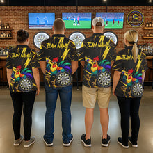 Load image into Gallery viewer, Funny Colorful Rooster Plays Darts Polo &amp; Quarter Zip Shirt Custom Thunder Yellow Men Darts Jersey NYN2949