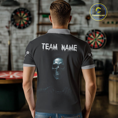 Haunting Black Skulls Reaper Darts Team Shirt For Men - Custom Team & Player Name NYN0380