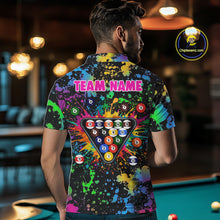 Load image into Gallery viewer, Funny 8 Ball Pool Colorful Paint Splash Custom Name Billiard Shirt For Men Billiard Team Jersey NYN2302