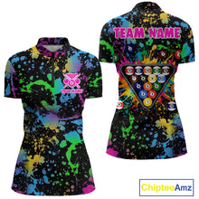 Load image into Gallery viewer, Funny 8 Ball Pool Colorful Paint Splash Custom Name Billiard Shirt For Women Billiard Team Jersey NYN2302