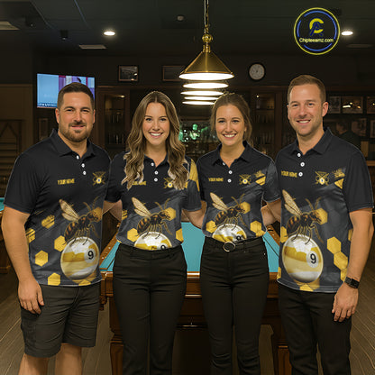 Bee & Ball 9 Pool Billiard Team Shirts For Women Custom Funny Billiard League Jerseys NYN2306