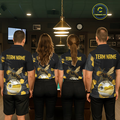 Bee & Ball 9 Pool Billiard Team Shirts For Women Custom Funny Billiard League Jerseys NYN2306