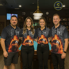 Load image into Gallery viewer, Red Flaming 8 Ball Billiard League Shirts For Women Custom Funny Bear Billiard Team Jerseys NYN2307