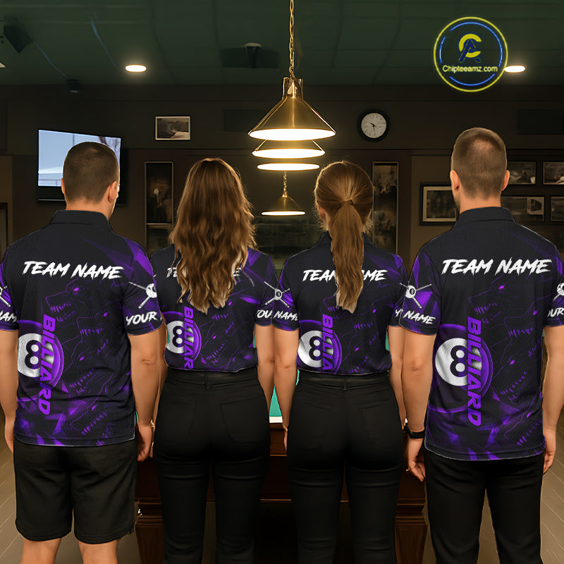 Purple Geometric Wolf 8 Ball Pool Claws Women Billiard Shirt Personalized Pool Balls Billiard Attire NYN2739