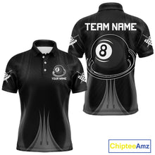 Load image into Gallery viewer, Black 8 Ball Pool Billiard Polo &amp; Quarter-Zip Shirt For Men Personalized Ball Billiard Team Attire NYN2746