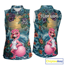 Load image into Gallery viewer, Womens Flamingo Golf Clothing Waving Tropical Golf Shirt Custom Floral Golf Sleeveless Polo, Golf Gifts NYN2959
