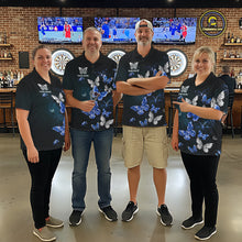Load image into Gallery viewer, American Flag Eagle Men Darts Polo &amp; 1/4-Zip Shirt Custom Patriotic Outfit Dart Team Jersey | Blue NYN3349
