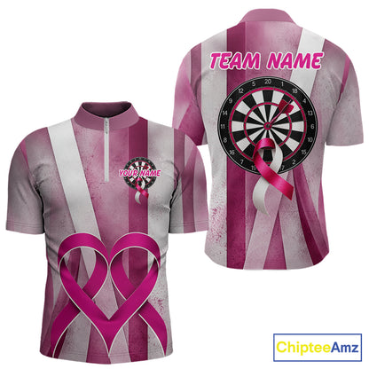 White and pink grunge ribbon dartboard shirt for men breast cancer jersey