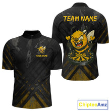 Load image into Gallery viewer, Custom Grunge Black Yellow Funny Bee Dart Quarter-Zip Shirt For Men Dart Jerseys NYN1545