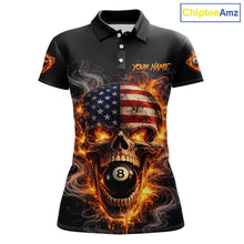 Load image into Gallery viewer, Skull Flaming Pool 8 Ball &amp; 9 Ball Billiard Shirt For Women Personalized 3D Ball Billiard Attire NYN2586
