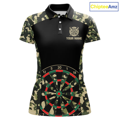Custom Camouflage Pattern Dartboard Darts Polo Shirts For Women Outfits Darts Jerseys NYN2754