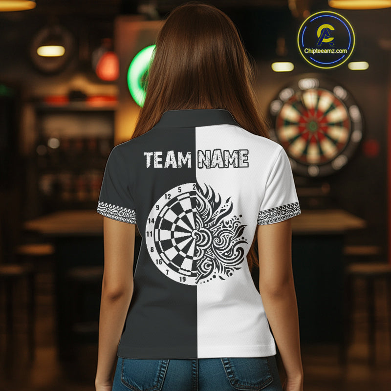 White And Black Dartboards Polynesian Tribals Dart Shirts For Women, Dart Jerseys NYN0048