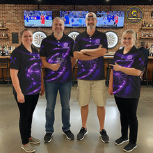 Load image into Gallery viewer, Thunder Purple Dartboard Men Dart Polo &amp; 1/4-Zip Shirt Custom Name Splatter Dart Jersey For Darters NYN2964