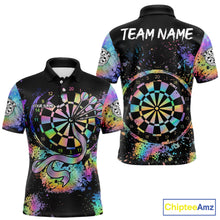 Load image into Gallery viewer, Holographic Splatter Dartboard Men Dart Shirt Custom Name Grunge Ribbon Dart Jersey For Darters NYN2967