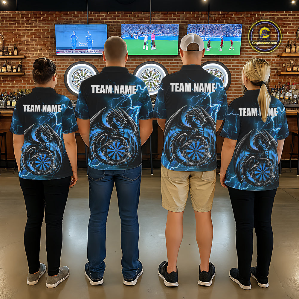 Personalized Women Dragon Dart Polo 1/4-Zip Shirt Custom Name Team Thunder Dragon Dart Jersey | Blue NYN3370