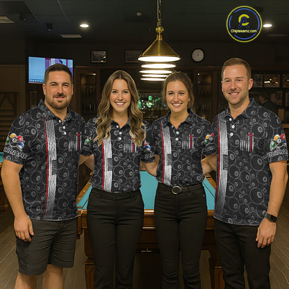 Cross US Flag 8 Ball Men's Billiard Shirts Personalized Patriotic Billiard Team Shirts NYN2322