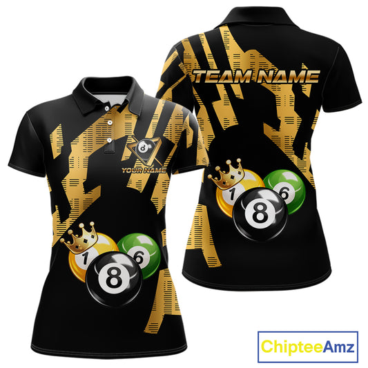 Gold Crown Ball Billiard Ball Shirts For Women Personalized Attire Billiard Team Shirts NYN2324