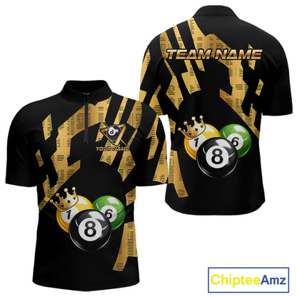 Gold Crown Ball Billiard Ball Shirts For Men Personalized Attire Billiard Team Shirts NYN2324