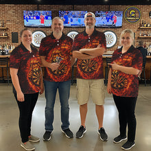 Load image into Gallery viewer, Lion Fire Flame Dartboard &amp; Arrow Women Darts 1/4-Zip Shirt Personalized Red Grunge Darts Jerseys NYN2599
