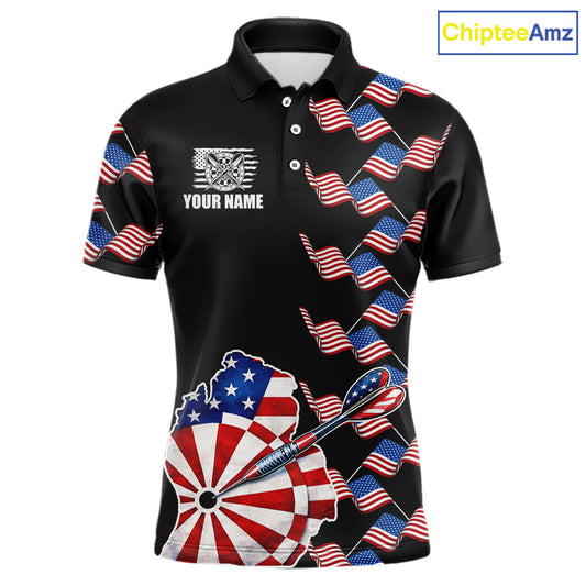 Custom American Flag Pattern Dartboard Darts Polo Shirts For Men Patriotic Darts Team Jerseys NYN2756